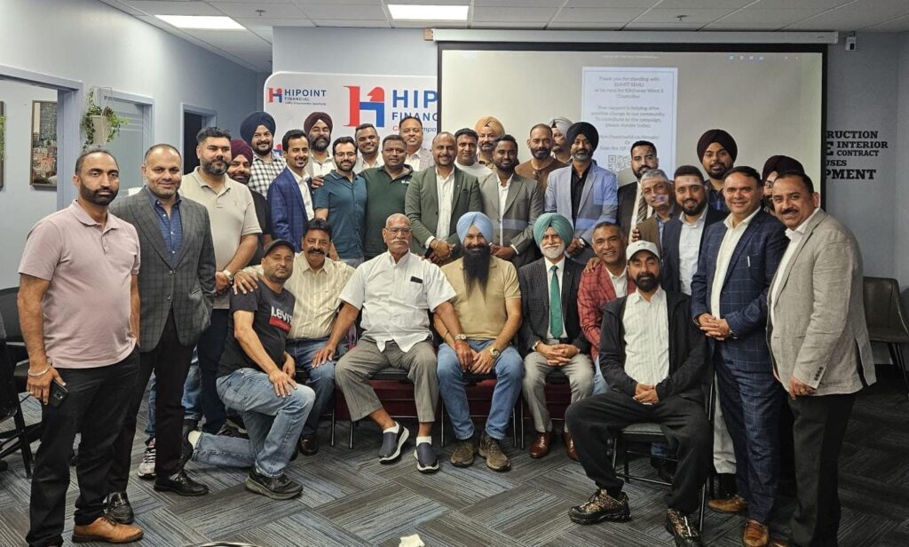 Sumit Sehli with neighbours and community members in Kitchener Ward 5