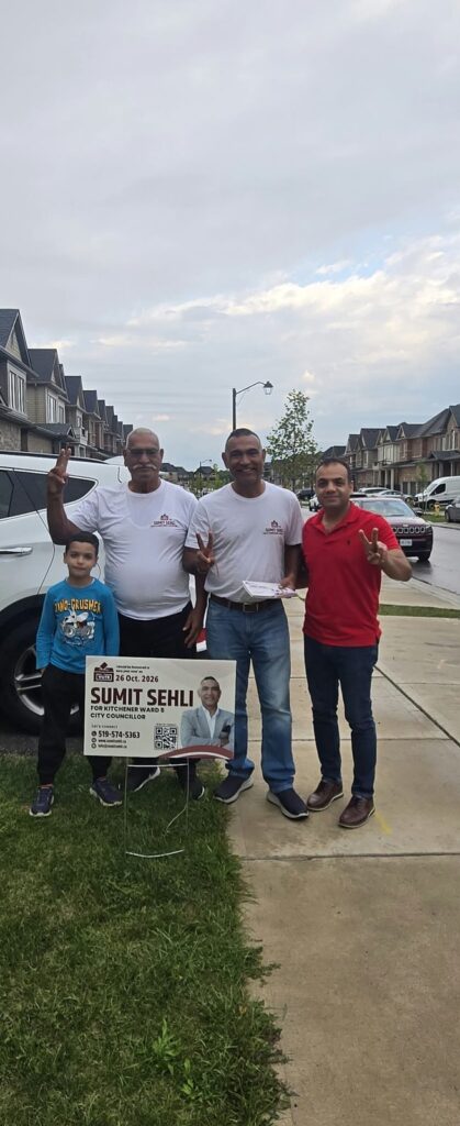 Sumit Sehli with neighbours and community members in Kitchener Ward 5, photo 51 of 71