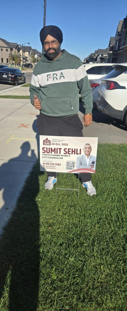 Sumit Sehli with neighbours and community members in Kitchener Ward 5, photo 56 of 71