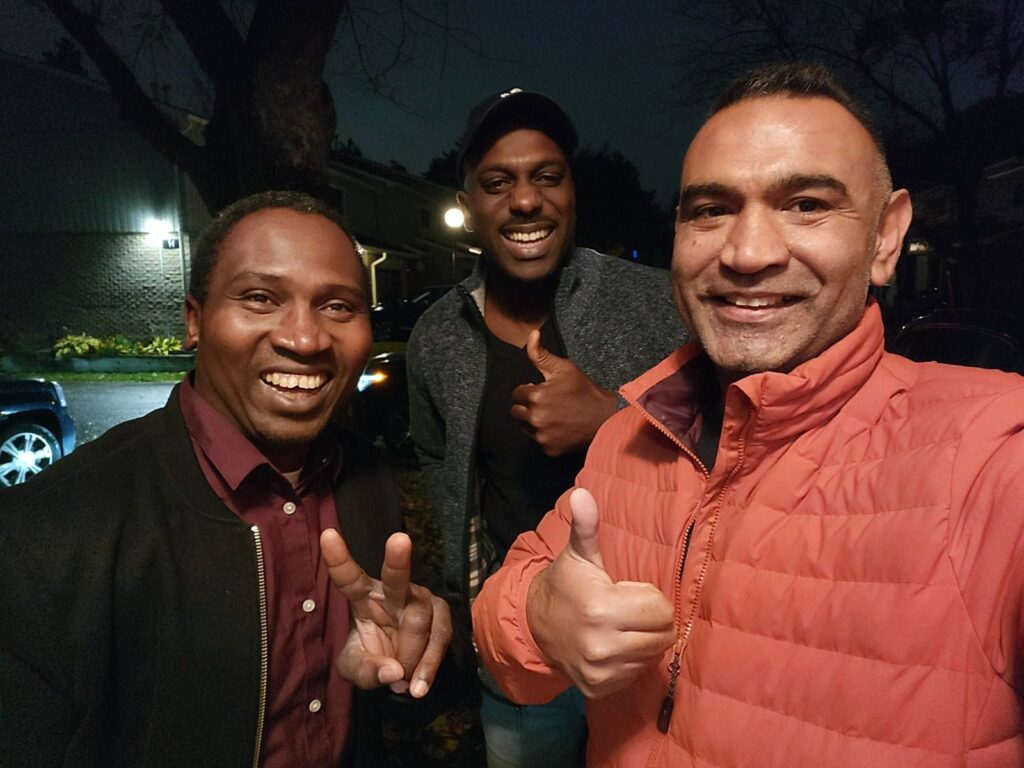 Sumit Sehli with neighbours at an evening community event